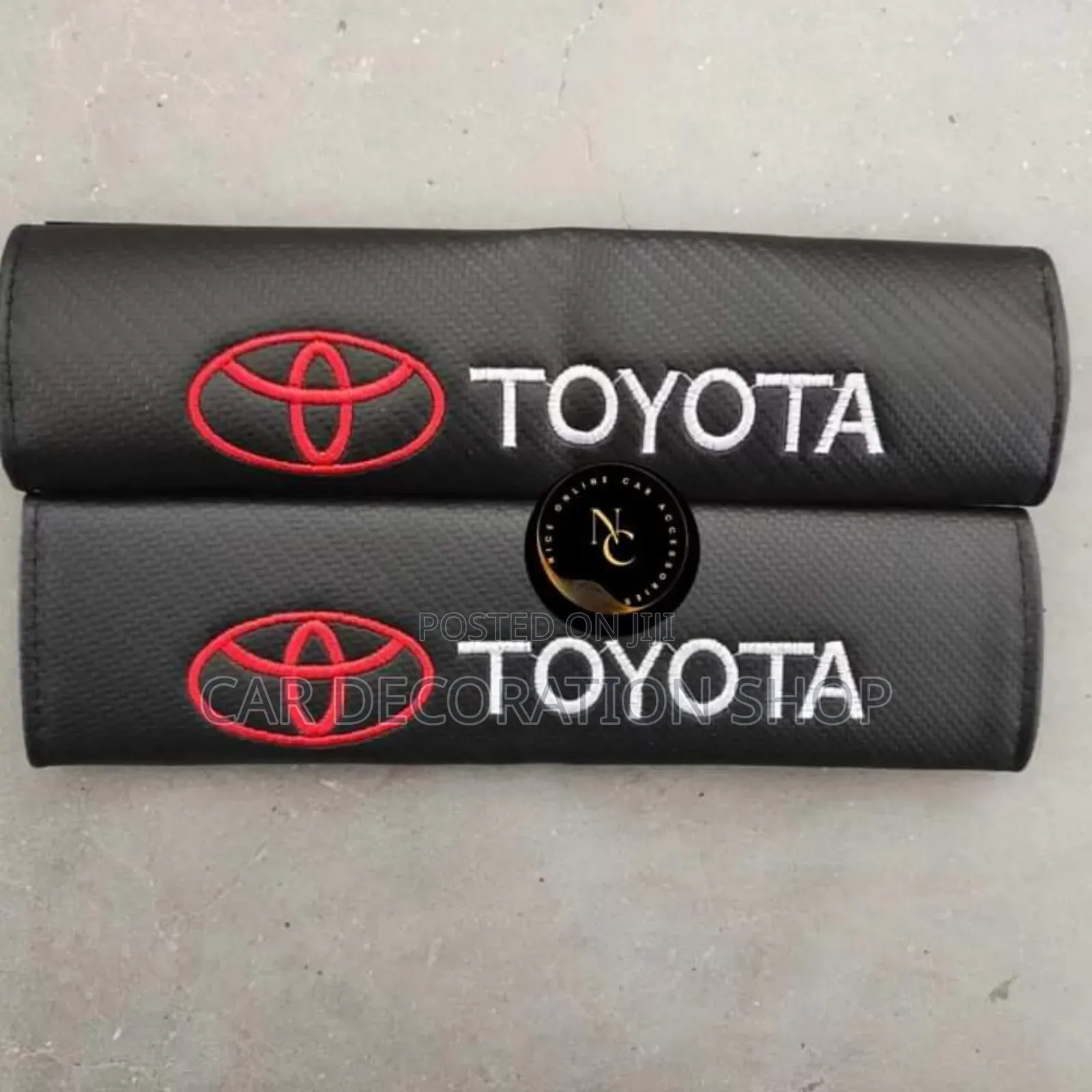 2pcs Toyota Branded Black Leather Safety Belt Pad Covers