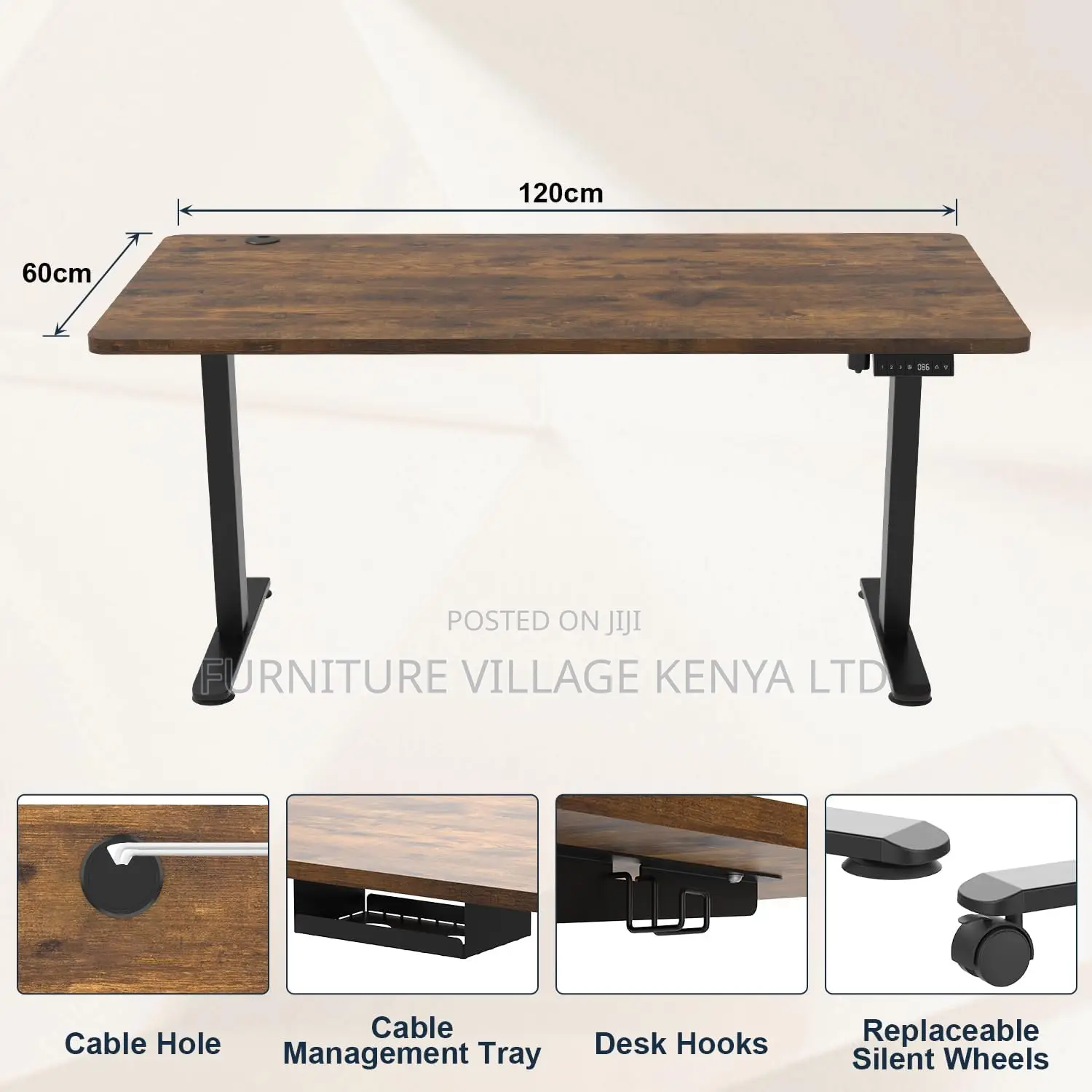 Electric Standing Desk 120x60cm Height Adjustable Table