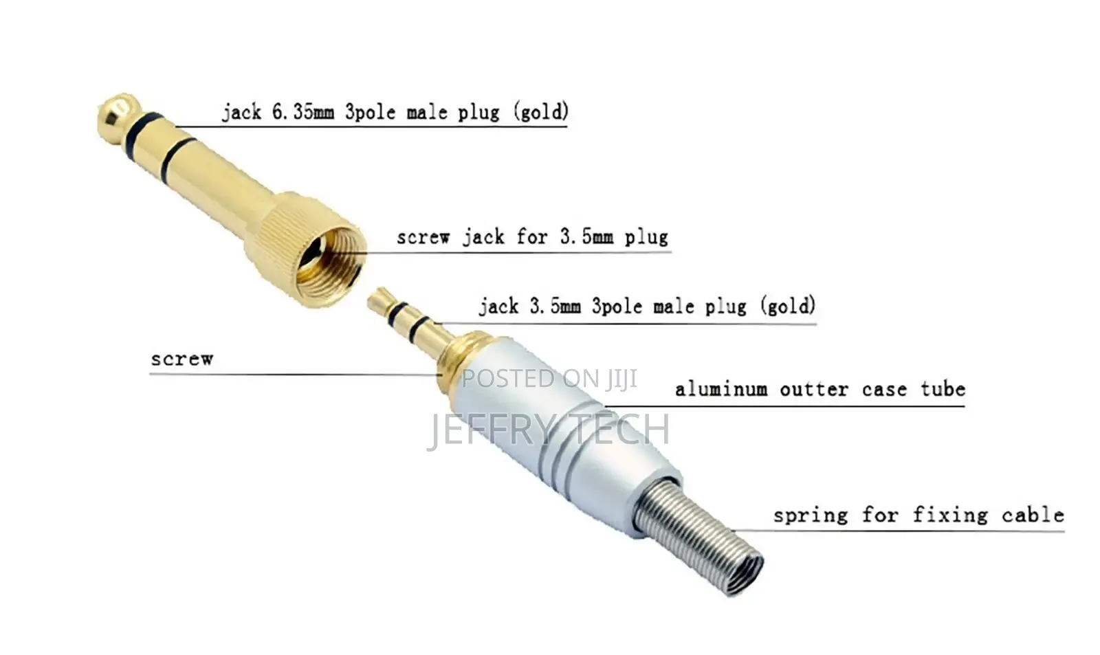 6.35mm Male to 3.5mm Female Audio Stereo Headset JACK Plug A
