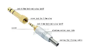6.35mm Male to 3.5mm Female Audio Stereo Headset JACK Plug A