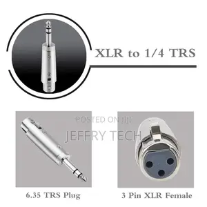 Jack 6.35 Stereo Adapter Male to XLR 3 Pin Female TRS-