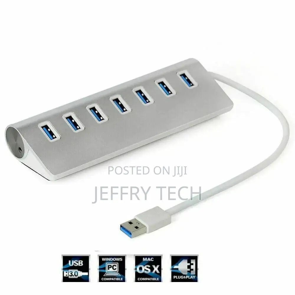 Aluminum USB3.0 7 Ports Hub High-Speed for Apple Macbook Pro