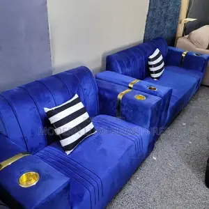 Blue 5 Seater Back Permanent Sofa