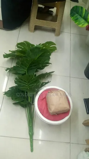 1.2m Monstera With Vase Decorative White Stones