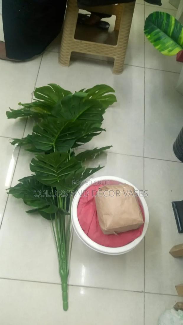 1.2m Monstera With Vase Decorative White Stones - main view