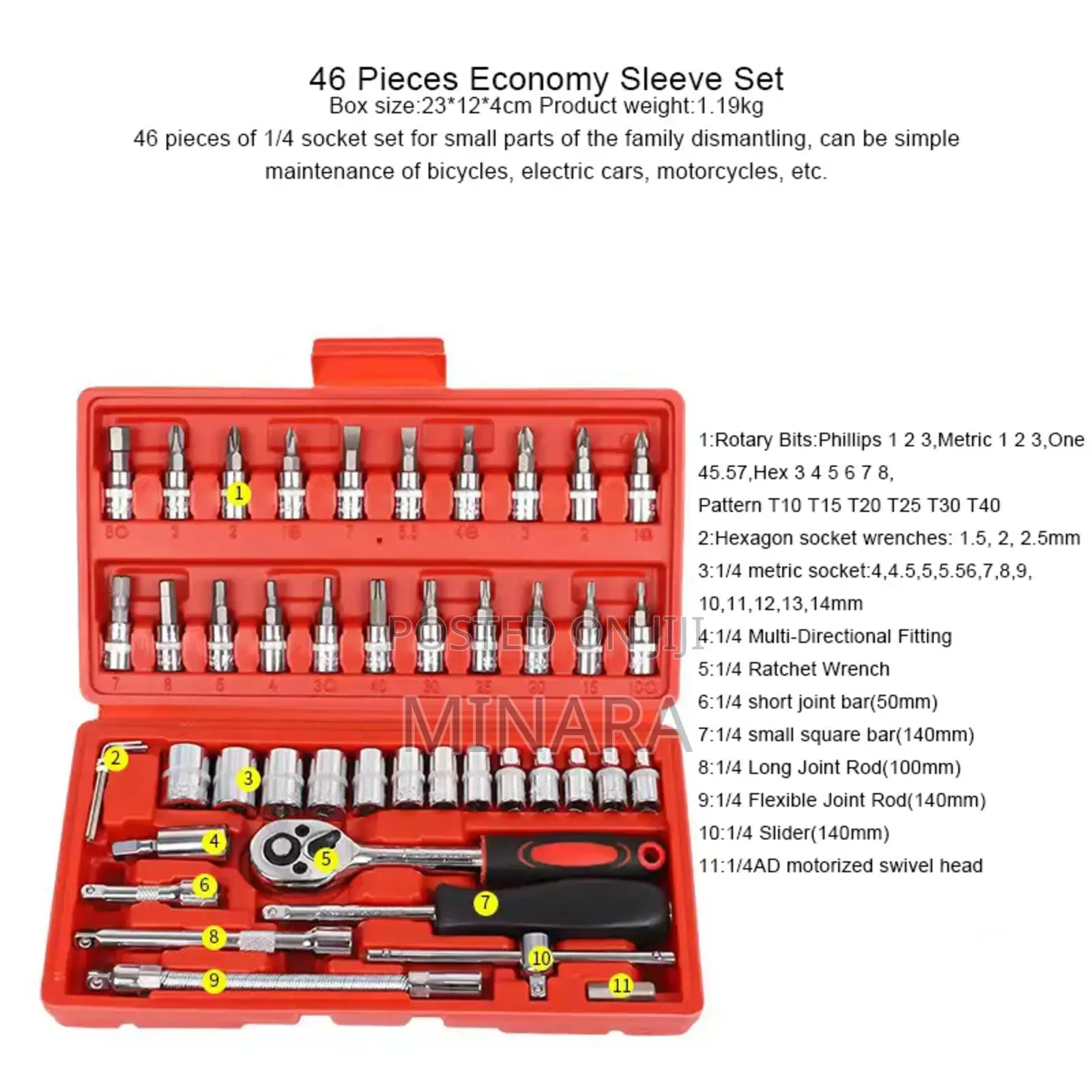 46 PCS Socket Wrench Set, Mechanical Repair Kit