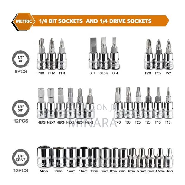46 PCS Socket Wrench Set, Mechanical Repair Kit - thumbnail 3