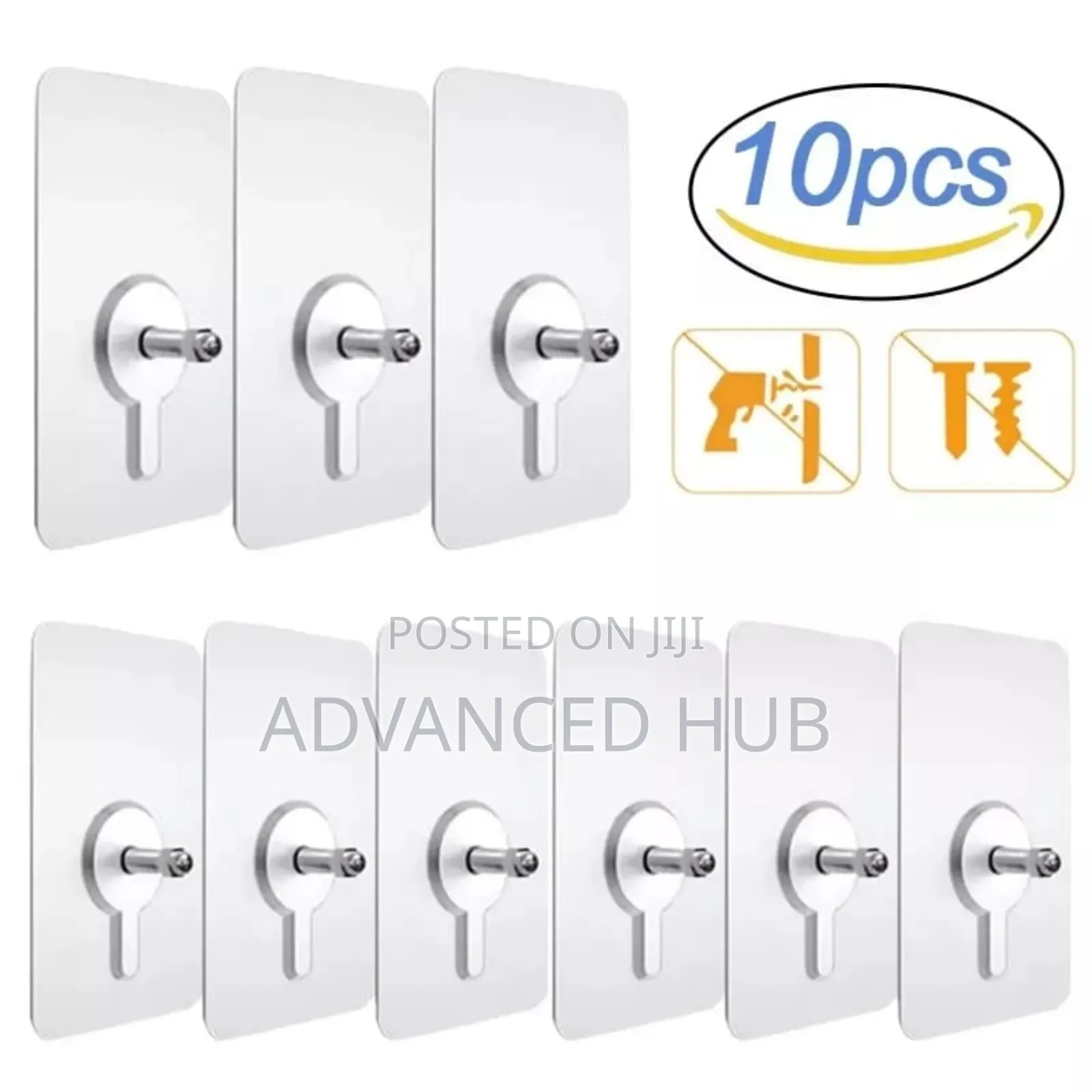 10pcs Adhessive Strong Wall Hooks With Screw