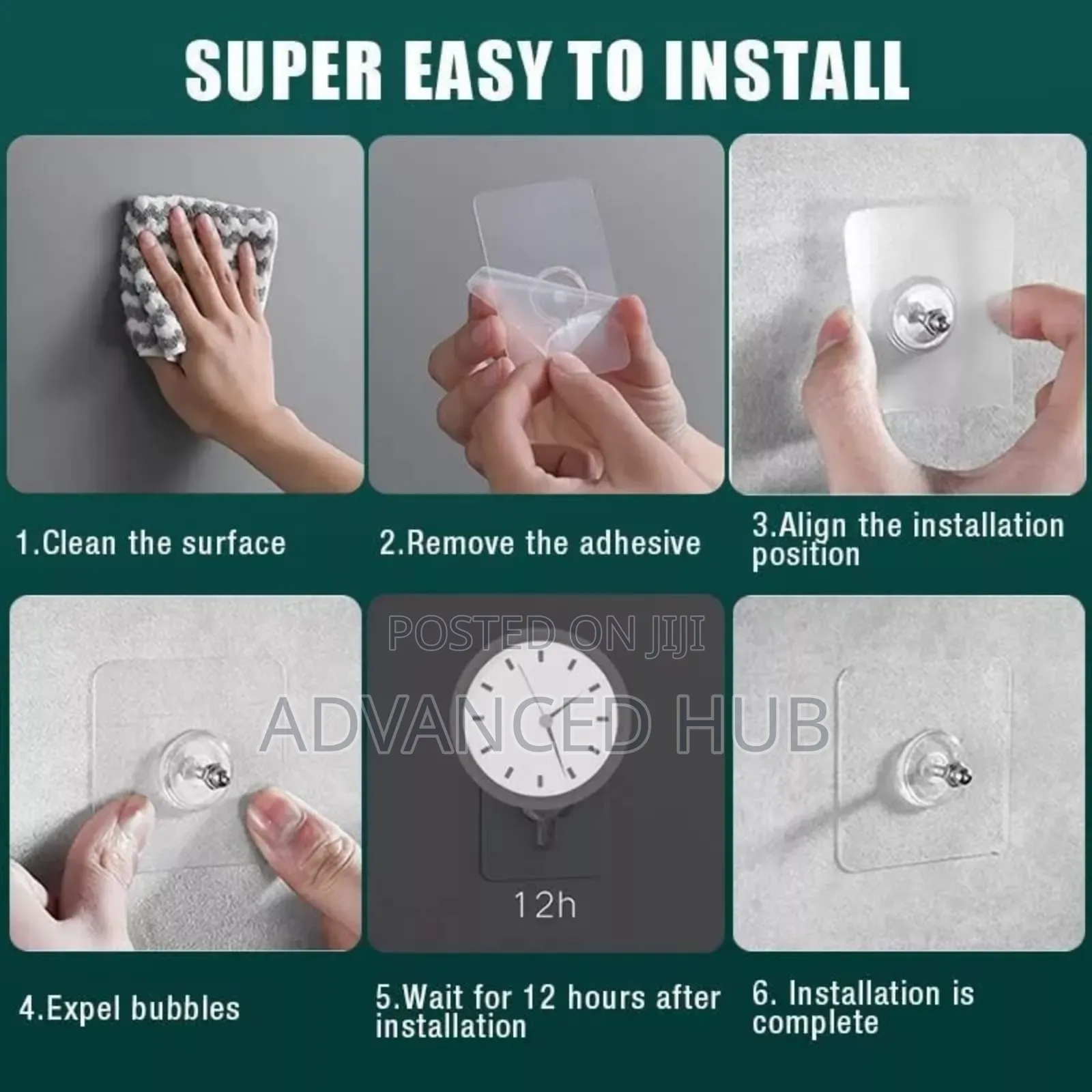 10pcs Adhessive Strong Wall Hooks With Screw