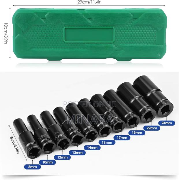 10 Pcs, Deep Impact Socket Sleeves, Auto Repair Set - thumbnail 2