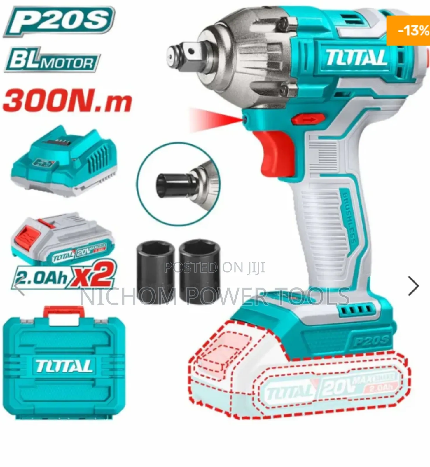 300N.M Max Torque 20v Total Impact Wrench