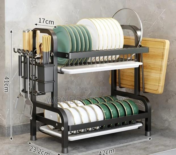 2 Layer Heavy Duty Advanced Black Dish Rack - main view