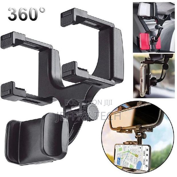 GSM Phone Holder for Car - Rearview Mirror Clip - 360° Rotat