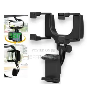 GSM Phone Holder for Car - Rearview Mirror Clip - 360° Rotat