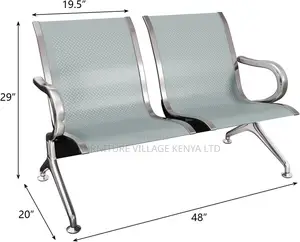 2-Seater Silver Office Waiting Room Bench, Guest Chairs
