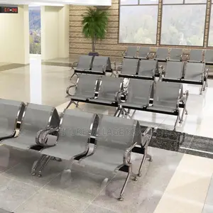 2-Seater Silver Office Waiting Room Bench, Guest Chairs