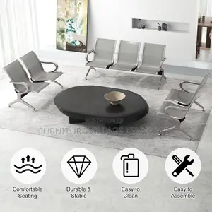 Three Seater Reception Metallic Bench, Office Waiting Chairs