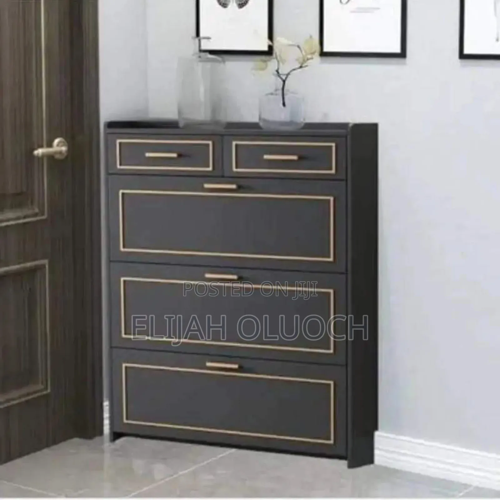 Modern 3tier Black Bucket Flip Shoe Cabinet
