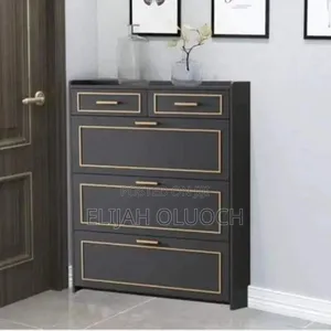 Modern 3tier Black Bucket Flip Shoe Cabinet