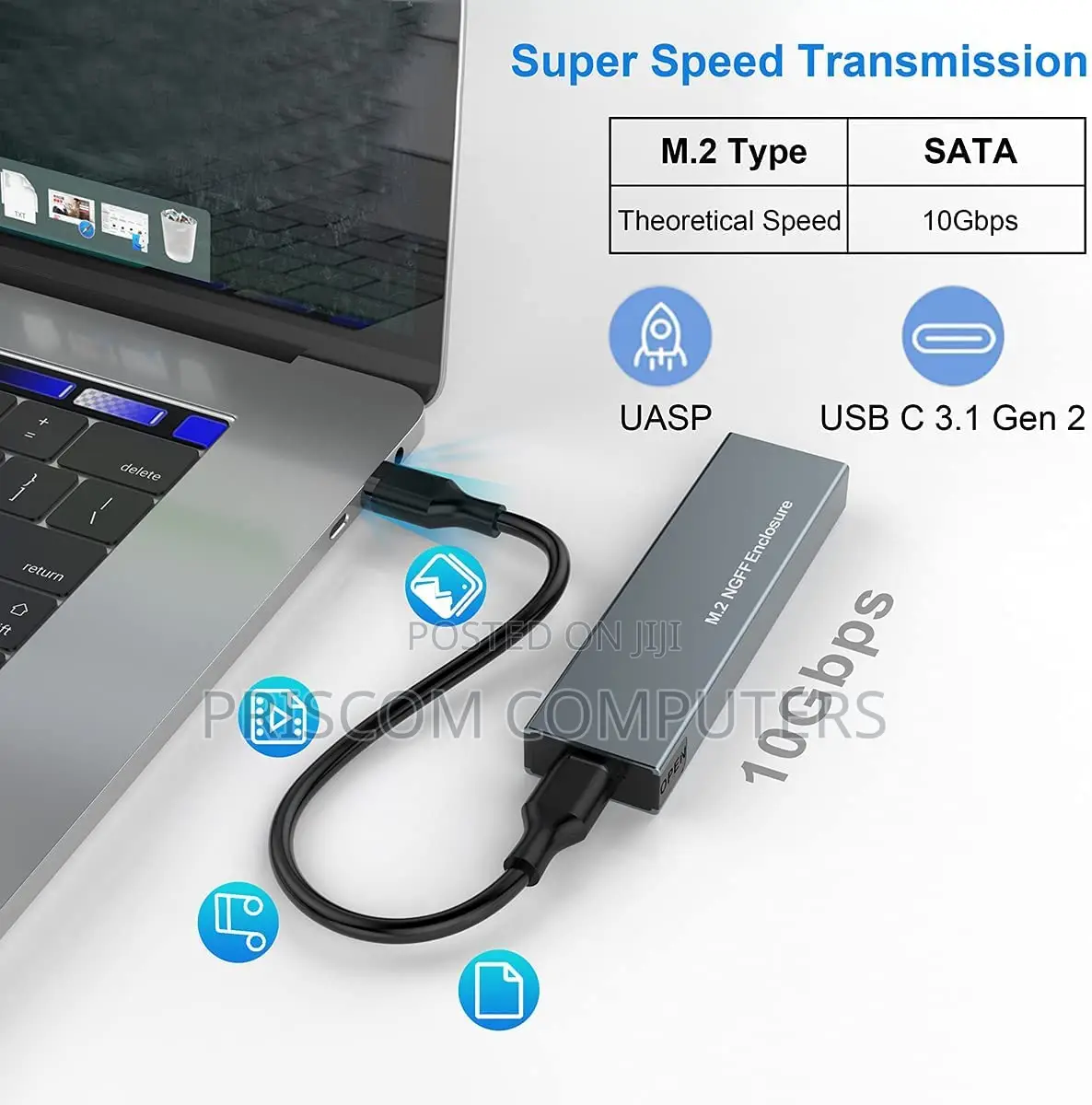 M.2 NVME SSD Enclosure Clip Type Aluminum NVME External Har