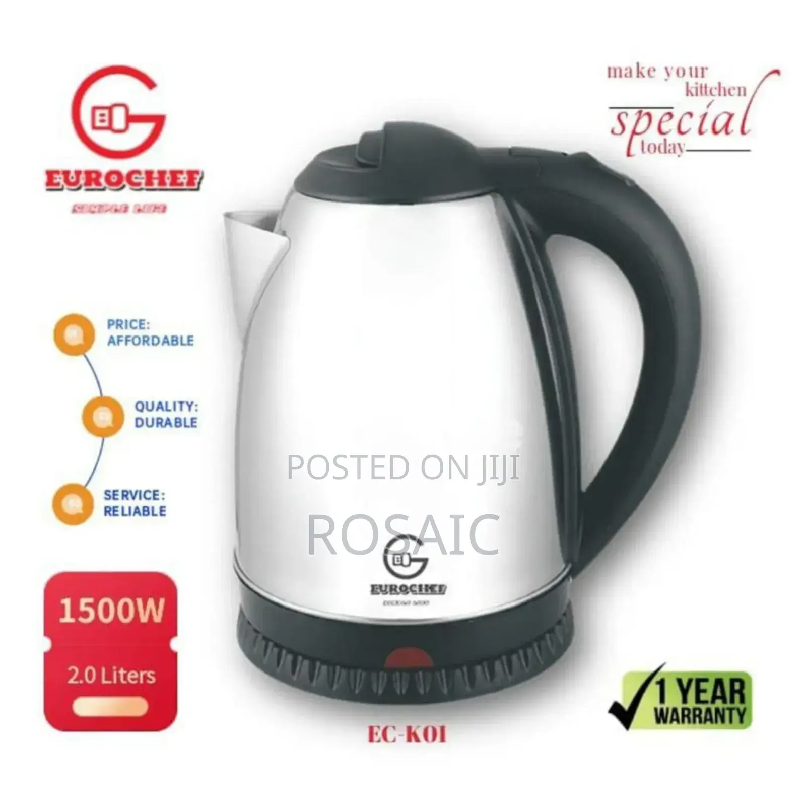 Eurochef 2ltr Electric Kettle