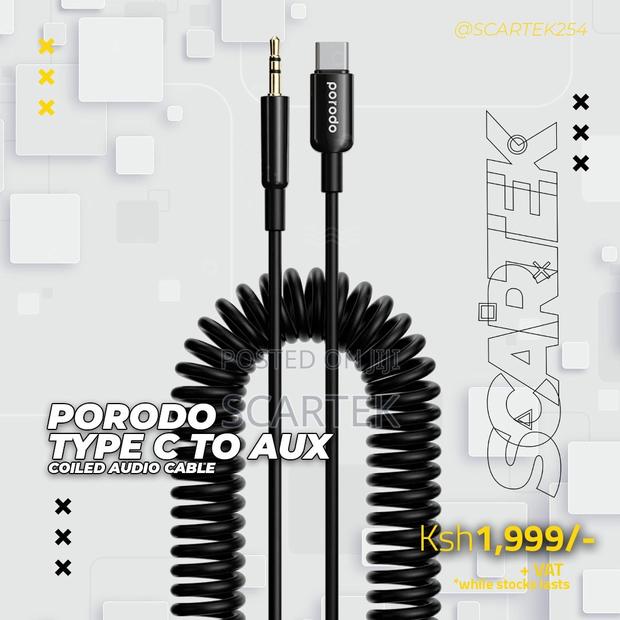 Porodo Aux to Type C Coiled Audio Cable