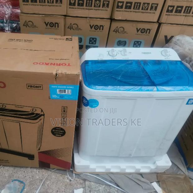 Tornado 10kgs Top Loader Twin Tub Washing Machine - White - main view
