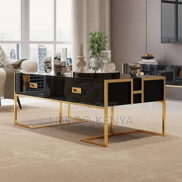 Coffee Table: Black Tempered Glass Top Coffee Table - thumbnail 3