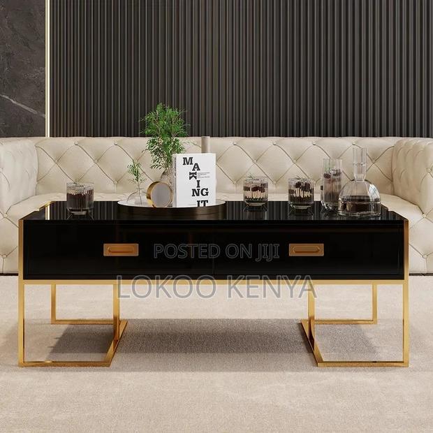 Coffee Table: Black Tempered Glass Top Coffee Table - thumbnail 4
