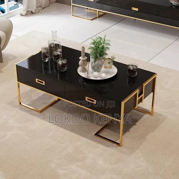 Coffee Table: Black Tempered Glass Top Coffee Table - thumbnail 5