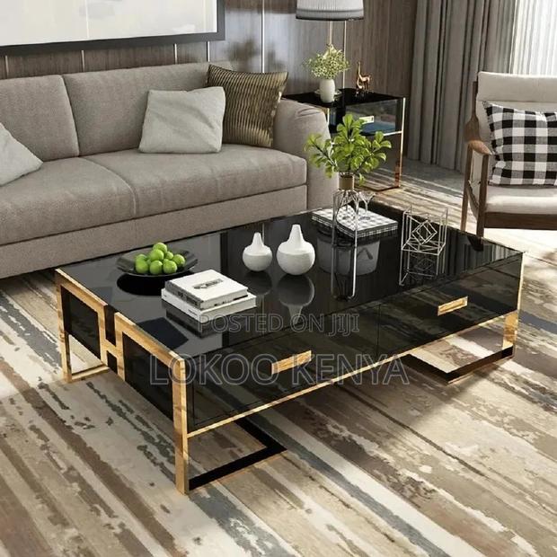 Coffee Table: Black Tempered Glass Top Coffee Table - thumbnail 6