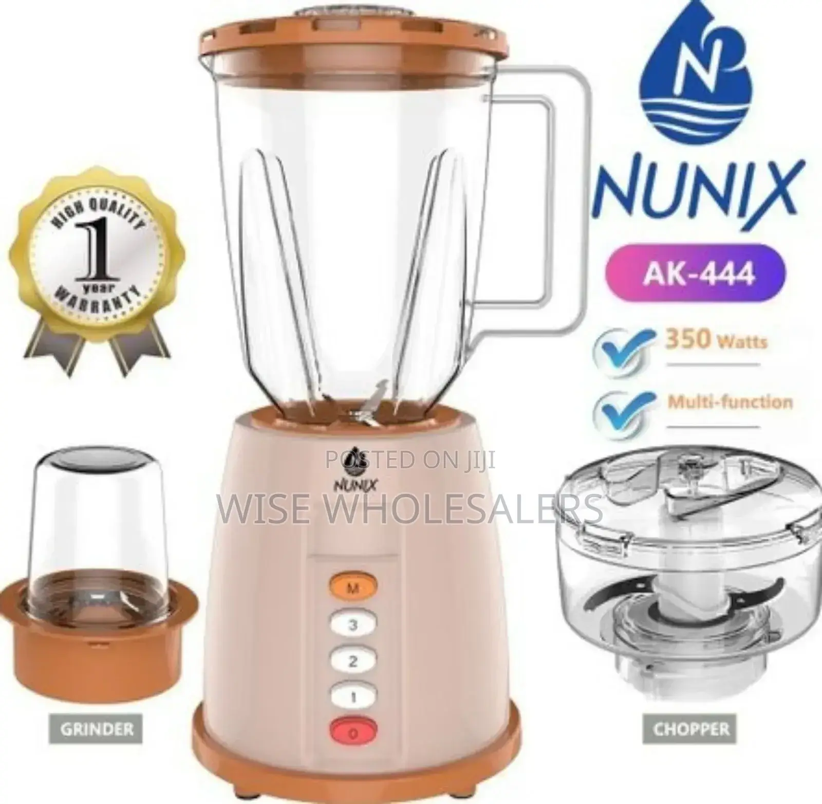 Nunix 3 In 1 Blender, Grinder Chopper Model Ak-444 **