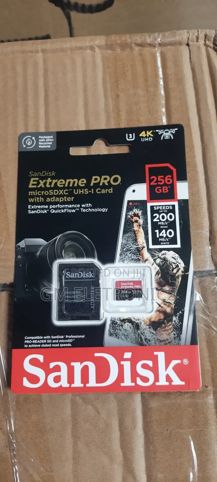 New Sandisk 256gb Extreme Pro Microsd 200mb/S Read 140mb/S