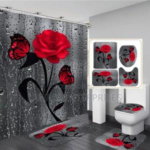 4pc 3D Red Rose Shower Curtains - thumbnail 2