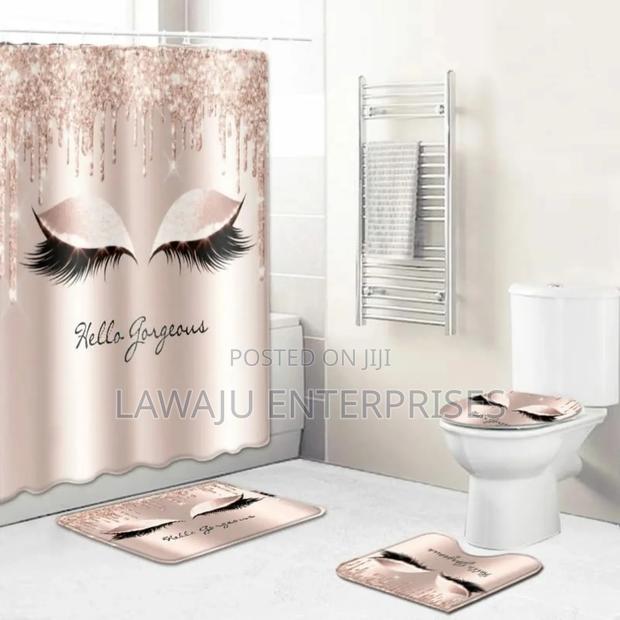 4pc Blush Pink 3D Shower Curtains
