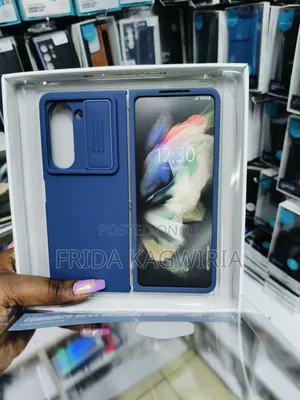Blue Nilkin Silicone Camshield Case For Samsung Fold 5