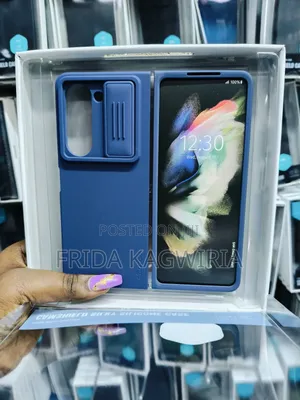 Blue Nilkin Silicone Camshield Case For Samsung Fold 5