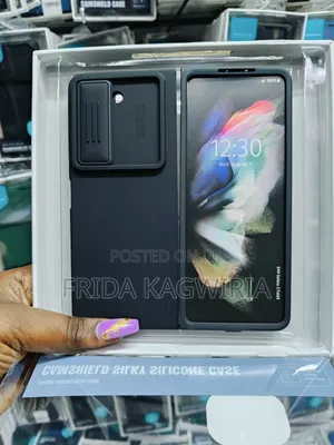 Black Nilkin Silicone Camshield Case For Samsung Fold 5