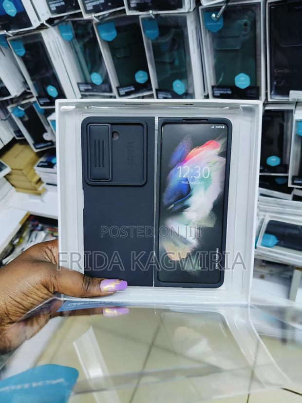 Black Nilkin Silicone Camshield Case For Samsung Fold 5 - thumbnail 3