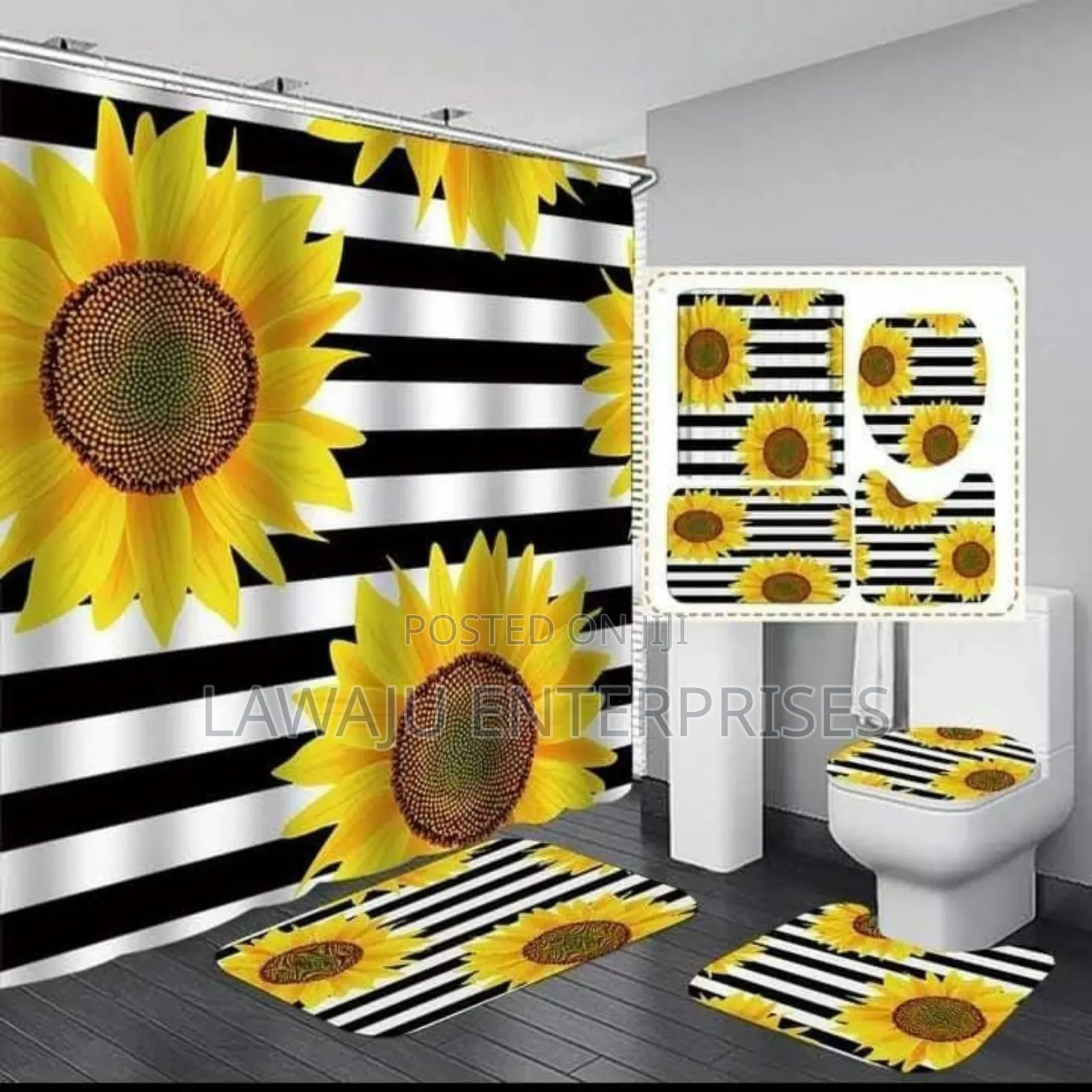 4pc Sunflower Shower Curtains