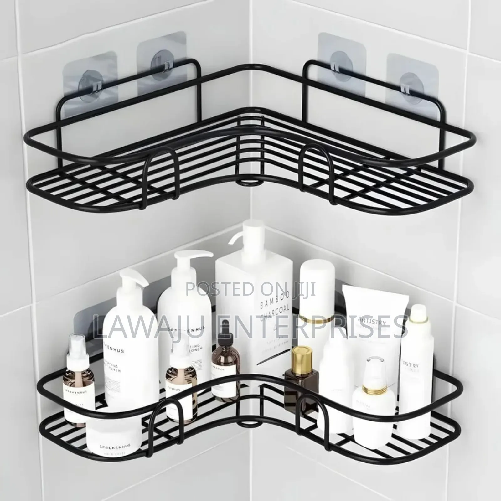 Black Wrought Iron Bathroom Corner Shelf