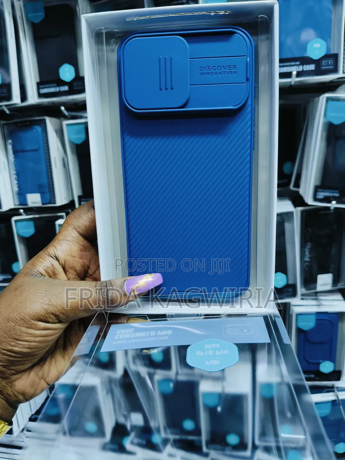 Blue Nilkin Camshield Pro Back Cover For iPhone 16 Pro Max