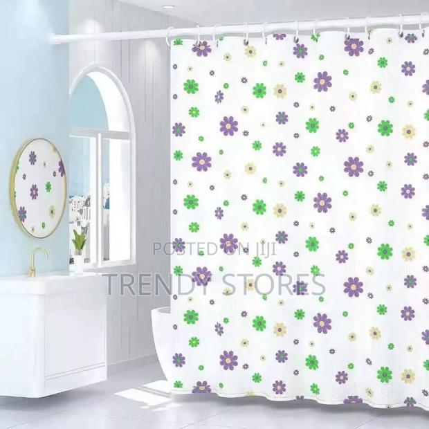 Purple and Green Flowers PVC Shower Curtains