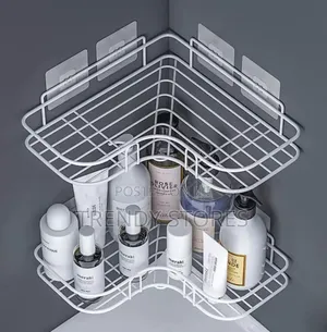 White Metallic Bathroom Corner Shelf