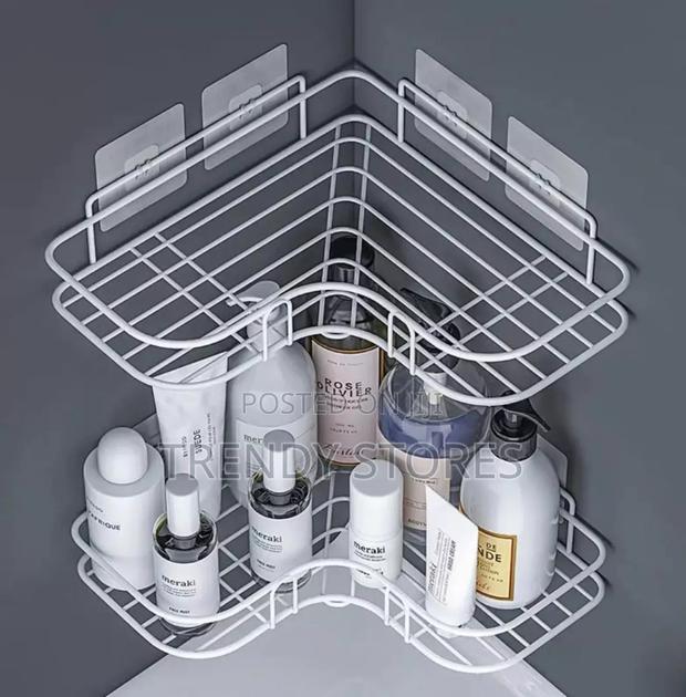 White Metallic Bathroom Corner Shelf