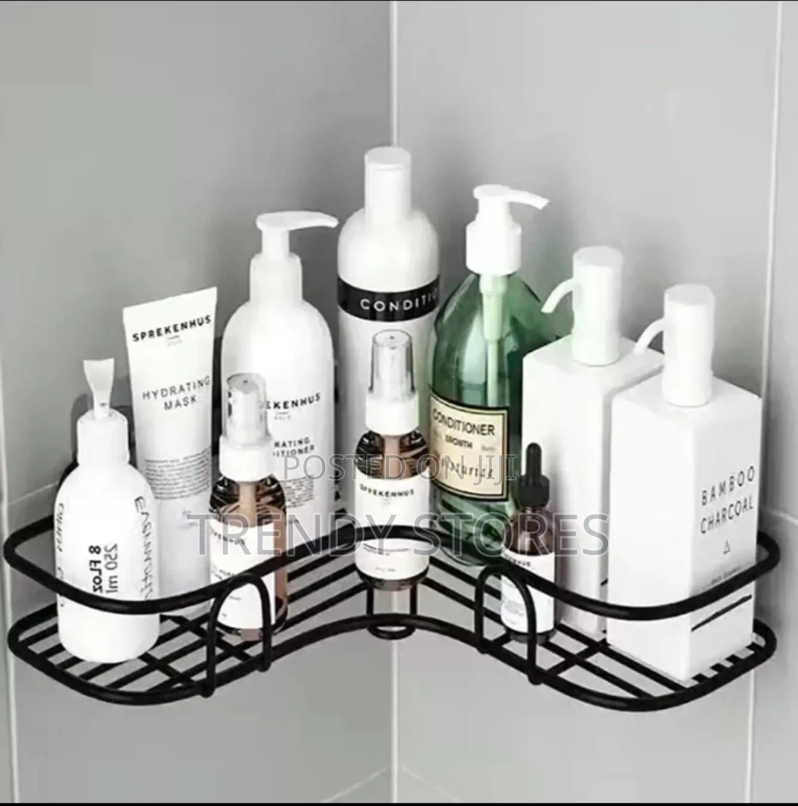Black Metallic Bathroom Corner Shelf