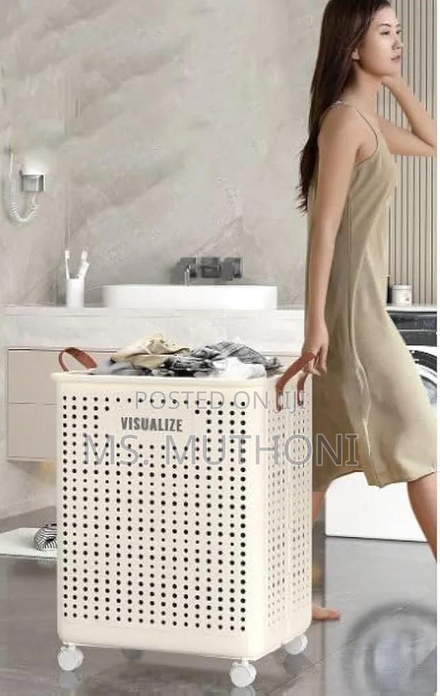 Foldable Multipurpose Hamper Basket With Wheels - thumbnail 7