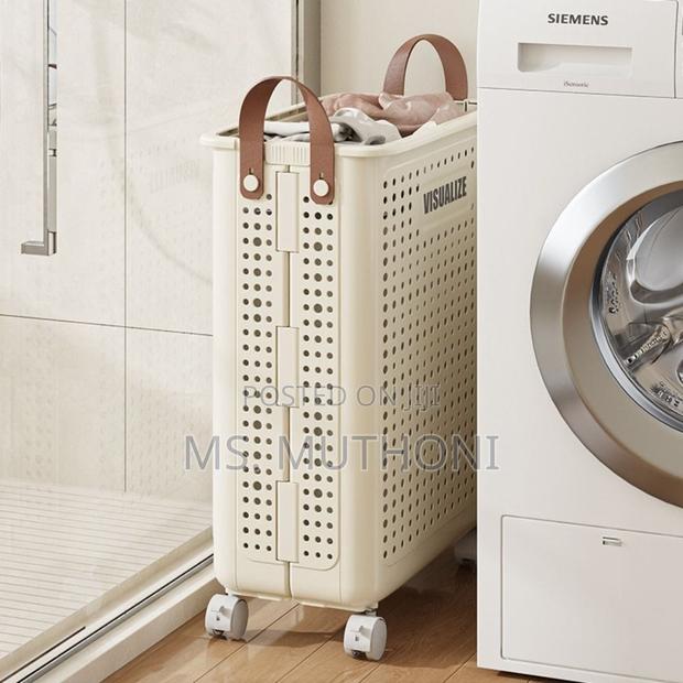 Foldable Multipurpose Hamper Basket With Wheels - thumbnail 6