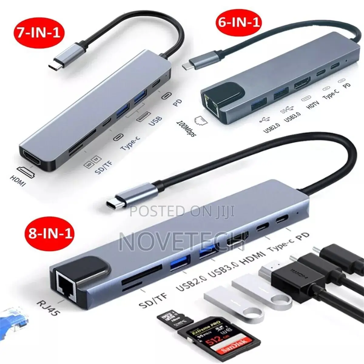 USB C Hub Type C Adapter for Macbook Pro/Air iPad Pro Laptop