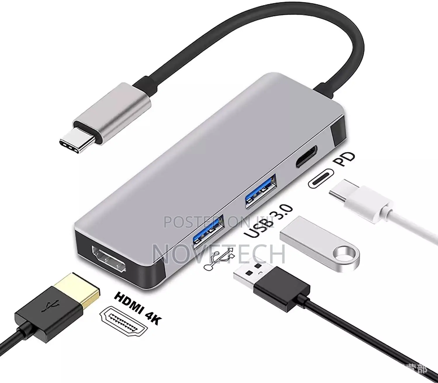 4 in 1 USB-C Adapter to HDMI USB 3.0 Hub Docking Station